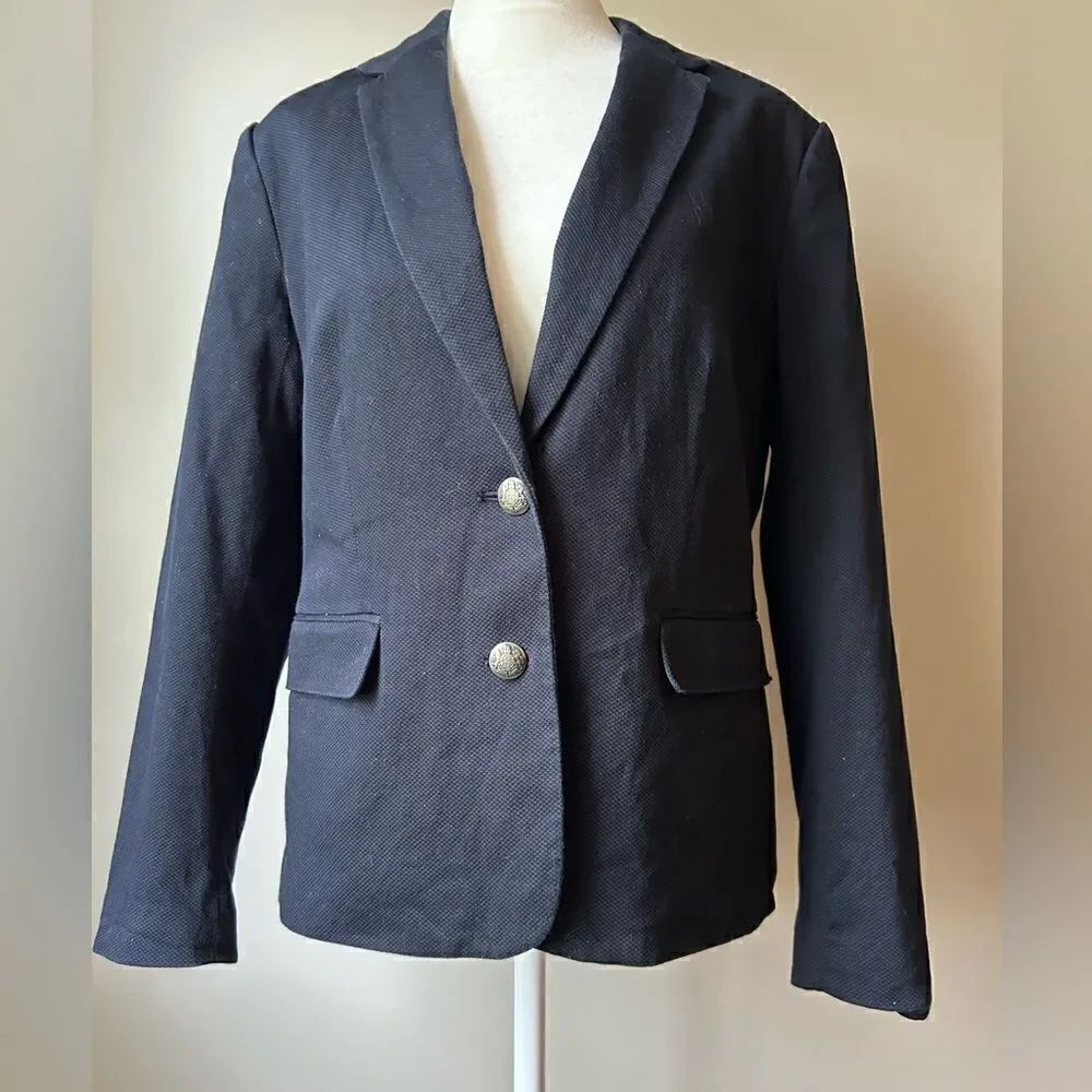 Banana Republic Women’s Blue Lined Classic Blazer Size 8 Petite Cotton Blend